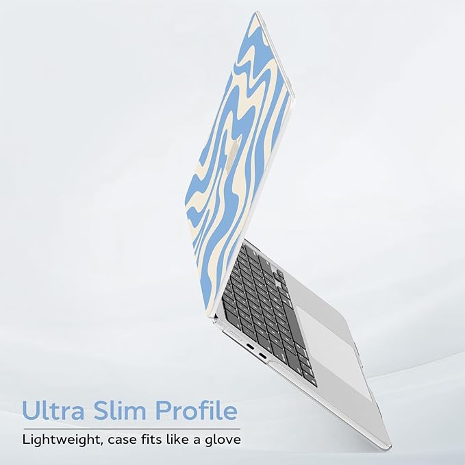 B BELK Compatible with MacBook Air 13 inch Case M5 2026 2025 2024-2022 M4 M3 M2 A3449 A3240 A3113 A2681, Plastic Hard Shell+Keyboard Cover+Screen Protector for MacBook Air 13.6 inch Case, Blue Wave
