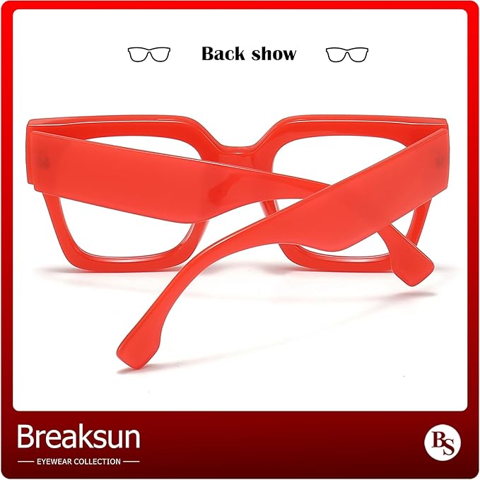 Breaksun Fashion Oversized Blue Light Blocking Glasses for Women Men Trendy Big Square Frame Computer Eyeglasses