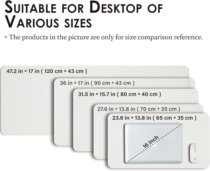 Leather Desk Mat - Non-Slip PU Desk Pad for Office and Home - Desk Organization and Accessories - Ideal for Large Mouse Pad and Desk Mats on Top of Desks (White,31.5"x 15.7")