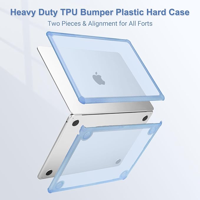 MOSISO Compatible with MacBook Air 13 inch Case M5 2026 M4 2025 M3 M2 2024-2022 A3449 A3240 A3113 A2681,3 in 1 Kit Crack-Resistant Heavy Duty Protective Plastic Hard Case with TPU Bumper, Air Blue