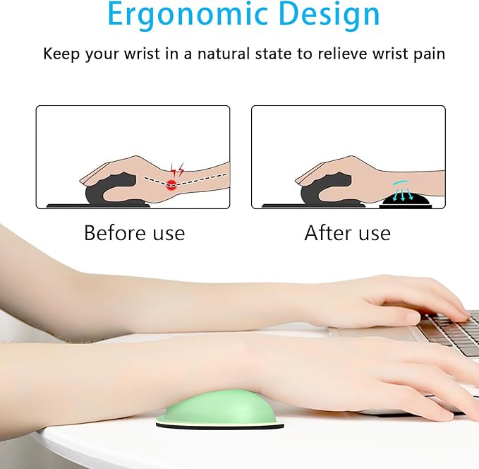 Dapesuom Mouse Wrist Rest, Ergonomic Memory Foam Mouse Wrist for Computer Desk Mats Support, PU Leather Hand Rest Pad Cushion for Gaming, Laptop, Men, Women, Pain Relief & Easy Typing, Mint Green