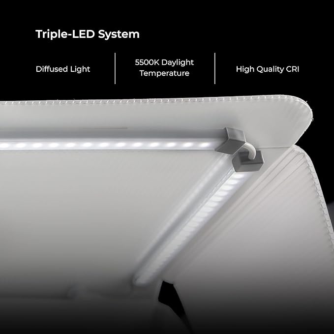 Foldio3 + Extra Lights (25inch Lightbox for Product Photography with Halo Bars / 25" x 25"/ Portable Studio, Dimmable LED Chips, CRI 97+, Background Sheet Included | ORANGEMONKIE)