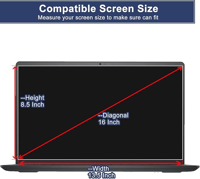 2Pack 16" Laptop Screen Protector for with 16 Inch 16:10 Aspect Ratio Screen HP/Dell/Sony/Samsung/Lenovo/Acer/MSI/Razer Blade/LG Gram 16" Laptop High Definition Anti-Scratch Clear Shield