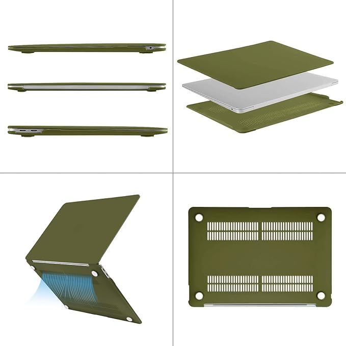 MOSISO Compatible with MacBook Air 13 inch Case M1 Chip 2021-2018 Release A2337 A2179 A1932, Plastic Hard Shell&Keyboard Cover&Screen Film&Storage Bag for MacBook Air 13.3 inch Case, Capulet Olive