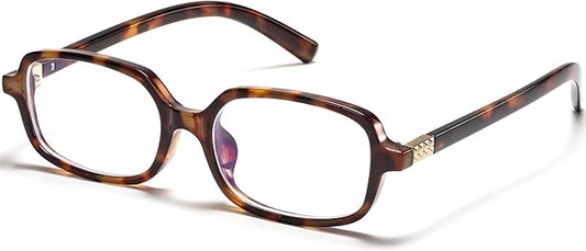 Retro Rectangle Blue Light Blocking Glasses for Women 90s Fake Eyeglasses Y2K Fashion Computer Glasses Tortoise Frame