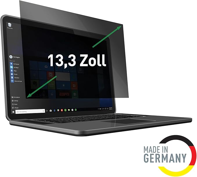 Leitz Laptop Privacy Filter 13.3 Inch (16:10), Removable Protective Film for Laptops, with Blue Light Filter and Anti-Glare Protection, Can be Used on Both Sides, Touchscreen Compatible, Made in