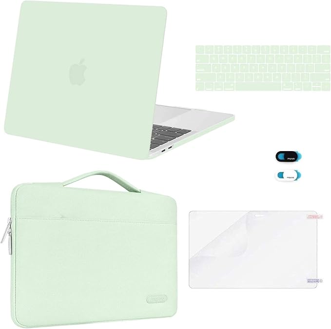 MOSISO Compatible with MacBook Pro 13 inch Case M2 2026, 2025, 2024-2016 A2338 M1 A2251 A2289 A2159 A1989 A1708 A1706, Plastic Hard Case&Bag&Keyboard Skin&Webcam Cover&Screen Protector, Honeydew Green
