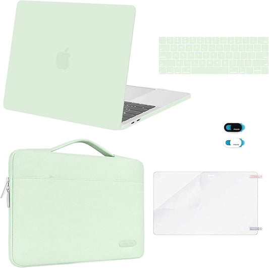 MOSISO Compatible with MacBook Pro 13 inch Case M2 2026, 2025, 2024-2016 A2338 M1 A2251 A2289 A2159 A1989 A1708 A1706, Plastic Hard Case&Bag&Keyboard Skin&Webcam Cover&Screen Protector, Honeydew Green