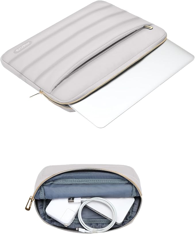 MOSISO Laptop Case 13.3 inch,13-13.3 inch Puffy Laptop Sleeve Compatible with MacBook Air 13.6 M5 M4 M3 M2 M1/Neo/Pro 13/14,HP Dell ASUS Lenovo,Polyester Horizontal Bag with Small Case, Gray