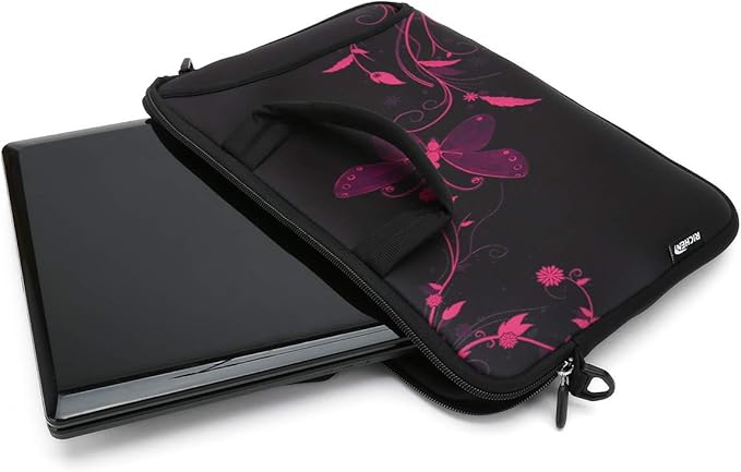 RICHEN 14 15 15.4 15.6 inch Laptop shoulder bag Notebook Handle Sleeve Neoprene Soft Carrying Travel Case with Accessories pocket (14-15.6 inch, Nice Butterfly)