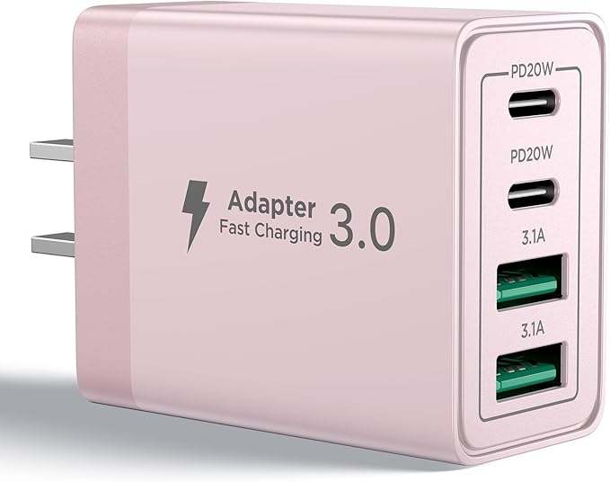USB C Charger Block, 40W 4-Port Fast Charging Block USB C Wall Charger Dual Port PD + QC Wall Plug Multiport Type C Block for iPhone 17 16 15 14 13 12 11 Pro Max XS XR 8, iPad, Samsung Phone