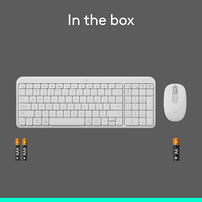 Logitech MK250 Bluetooth Wireless Mouse and Keyboard Combo: Fast & Easy Connectivity, Compact Wireless Keyboard, Ambidextrous Mouse, Durable Build - Windows/MacOS - White