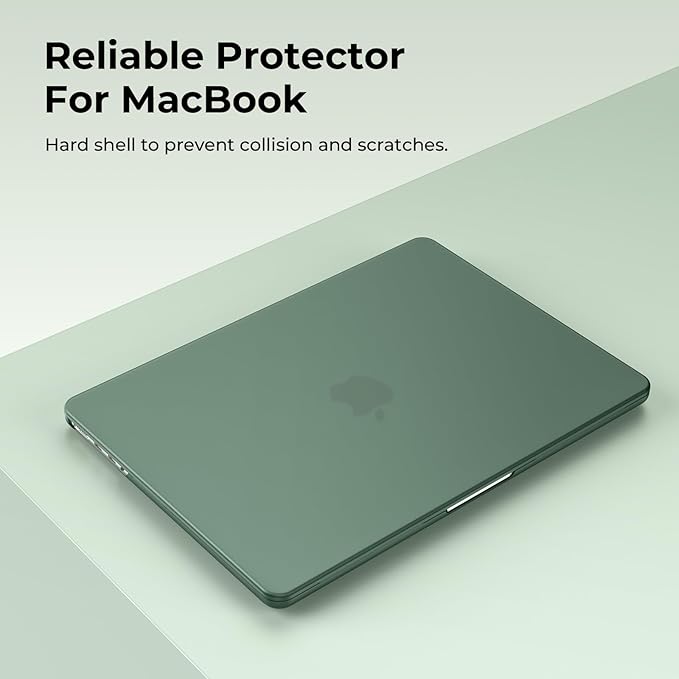 EooCoo Case Compatible with MacBook Pro 14 inch M5 2026-2021 M4 M3 M2 M1 Pro/Max Chip, Matte Grip, Bump-Resistant, Hard Shell Cases with Keyboard Cover, Screen Protector - Midnight Green