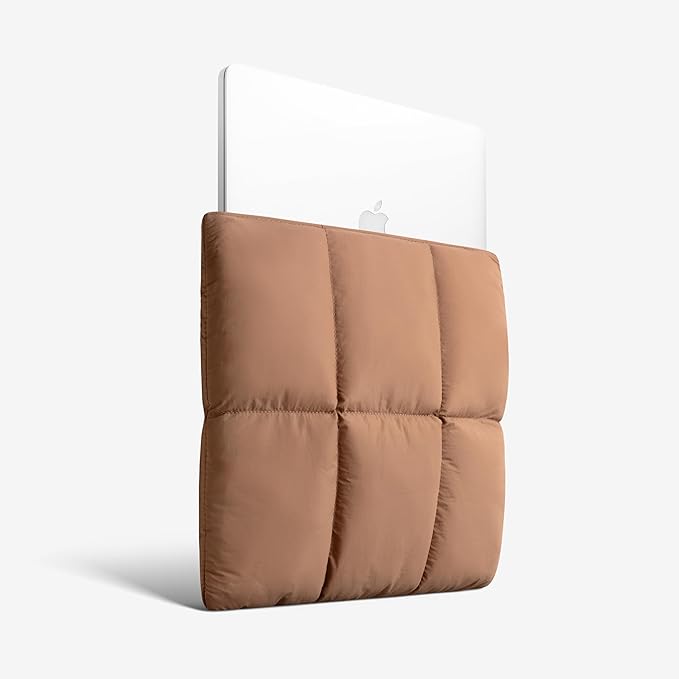 Comfyable Puffy Laptop Sleeve 13 Inch 14 Inch, Quilted Puffer Laptop Carrying Case for Women, Pillow Case Compatible with MacBook Air/Pro M5 M4 M3 M2 Pro/Max 2026, 13" MacBook Neo A18, Brown