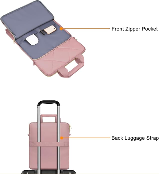 MOSISO Vertical Laptop Shoulder Bag,Computer Bag,Rhombus Quilted Messenger Bag with Front Pocket&Handle&Belt