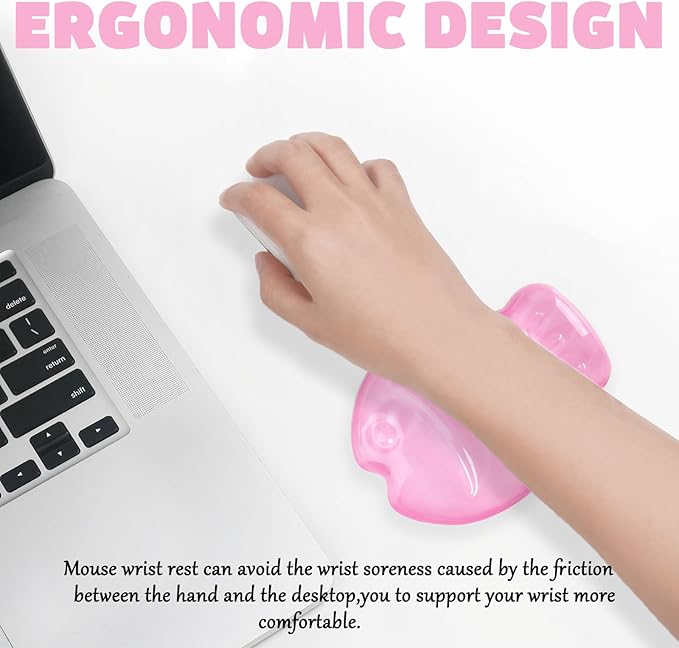 Gel Wrist Rest for Keyboard and Mouse Transparent Pink Ocean Fish Elbow Pad Cushion Ergonomic Cute Clear Cool Mouse Wrist Pad Silicone Non-Slip Support for Computer Gaming Home Office Hand Pillow