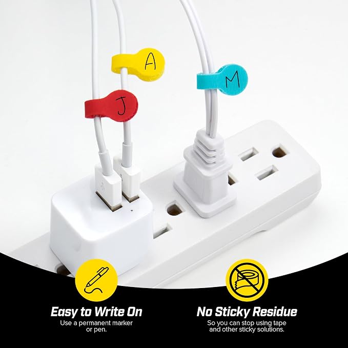 Wrap-It Storage - Mini Multi-Color Cable Labels (60 Pack) - Colorful Charger & Wire Labeler - Image 2