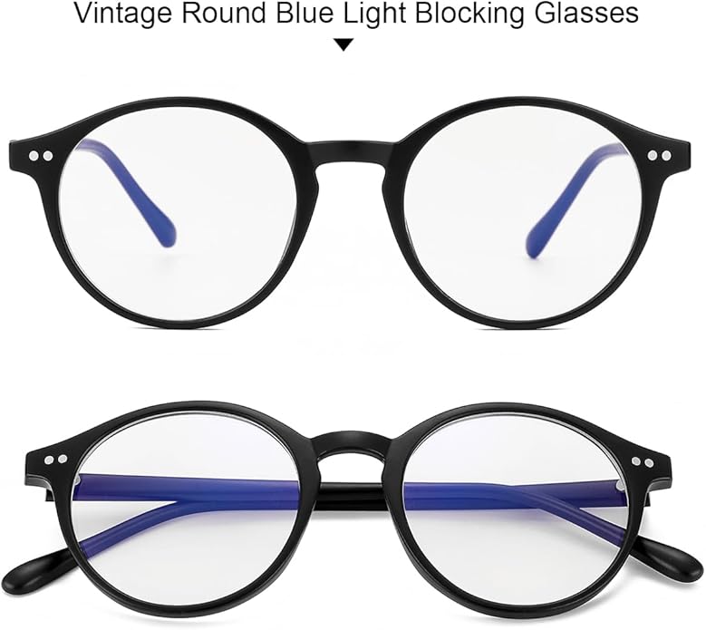 Gleyemor Blue Light Glasses for Men Women, Vintage Round Frame Computer Eyeglasses
