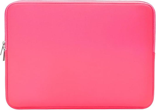 RAINYEAR Laptop Sleeve Case Compatible with 13.3 Inch Notebook Computer Tablet Chromebook 14" MacBook Pro/Max M1 M2 M3 M4 M5 Soft Cover Protective Case Zipper Carrying Bag (Bright Pink)