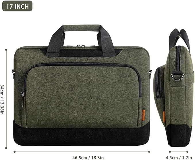 DOMISO Laptop Sleeve Case Large Capacity Shoulder Bag Compatible with 17-17.3 inch Dell XPS/HP Gaming Pavilion 17 / Chromebook 317, Dark Green