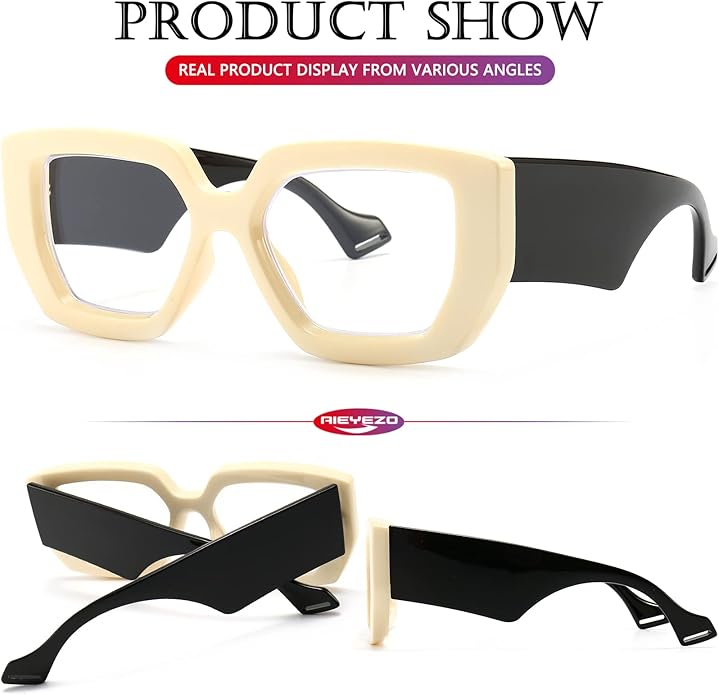 AIEYEZO Thick Frame Blue Light Glasses Men Women, Fashion Square Computer Eyeglass Anti Eyestrain & Prevent Headache