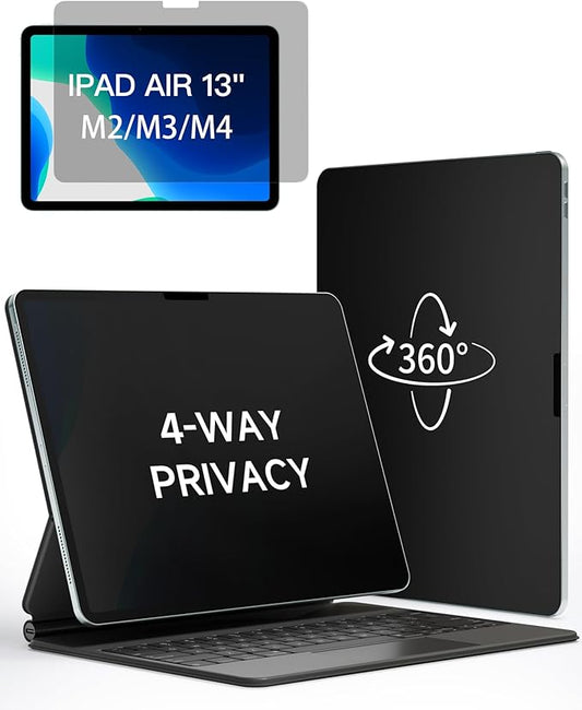 IPROKKO 360° Privacy Matte Screen Protector for iPad Air 13 inch M4/M3/M2 (2026/2025/2024 8th/7th/6th Generation),4 Way Anti Spy Glare Blue Light 13in Tablet Easy Install Screen Protector Filter [Compatible with Apple Pencil & Face ID, Case Friendly]