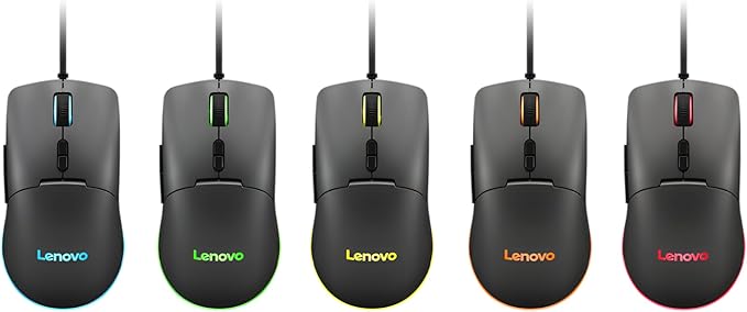 Lenovo M210 RGB Wired Gaming Mouse for PC, Laptop, Computer with Windows & Chrome OS - 3 Zone RGB, 8000 DPI Adjustable Sensor, 7 Programmable Buttons ?€? Palm Grip Mouse for Gamers (Black)