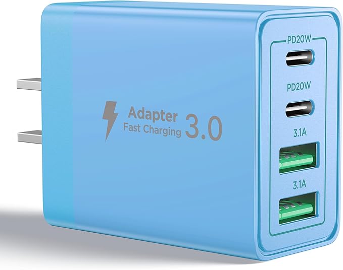 USB C Charger Block, 40W 4-Port Type C Fast Charging Cube Dual Charger Block PD Power Charger Adapter+QC 3.0 USB Multi Port Charging Brick for iPhone 16/15/14/13/12 Pro Max, iPad, Galaxy S24/23
