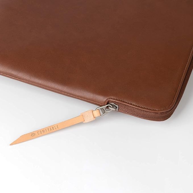 Comfyable Slim Protective Laptop Sleeve, PU Leather Bag Compatible with 15" MacBook Air (Snug Fit) M5 & 14" MacBook Pro M5 Pro/Max 2026 (Loose Fit), Brown