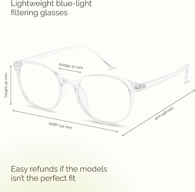 miyya Blue Light Blocking Glasses Women, Fashion Round Transparent Anti Blue Light Glasses with Anti Eyestrain & UV Glare