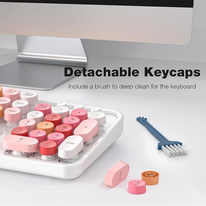 MOFII Wireless Keyboard and Mouse Combo,2.4GHz Retro Full-Size Wireless Keyboard with Number Pad and Cute Wireless Mouse for Computer PC Desktops Laptop WindowsxP/7/8/10 (Lipstick Colorful)