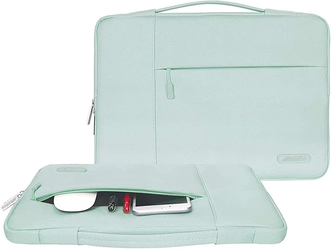 MOSISO Laptop Case 13.3 inch, 13-13.3 inch Laptop Sleeve with Handle Compatible with MacBook Air/Pro 13/Pro 14 M5 M4 M3 M2 M1,HP Dell ASUS Lenovo, Polyester Multifunctional Computer Bag, Mint Green