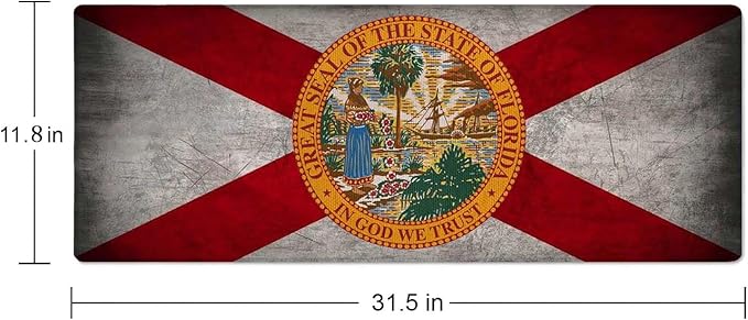 Florida Flag Gaming Mouse Pad Large,Florida Flag Mouse Pad Gaming Mouse Mat Desk Pad,31.5 x 11.8 Desk Mat Mouse Pads for Desk,Extended Keyboard Mousepad with Non-Slip Base and Stitched Edge