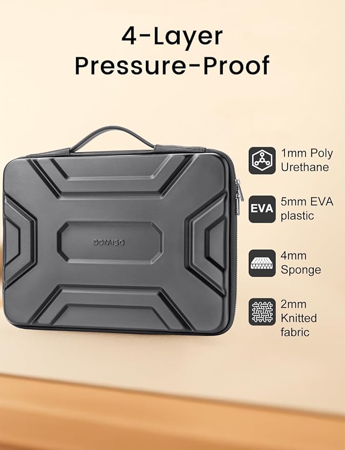DOMISO 15.6 inch Laptop Sleeve Shoulder Bag Shockproof Computer Bag Waterproof EVA Protective Carrying Case for 16" MacBook Pro/Max M2 M1 2019-2023,15"-16" HP Dell Asus Laptop,Dell XPS 15,Dark Grey