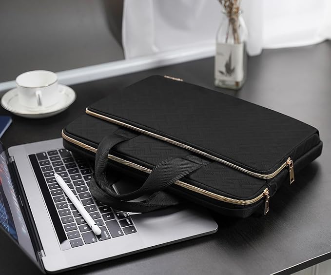 KIZUNA Laptop Sleeve Case 15.6 Inch Computer Shoulder Bag for for 16" MacBook Pro M3 Air M2 Max/16 Lenovo IdeaPad Flex 5i/Slim 3i/15.6" HP Envy x360 15/Dell XPS 15/15" IdeaPad Gaming 3i,Black