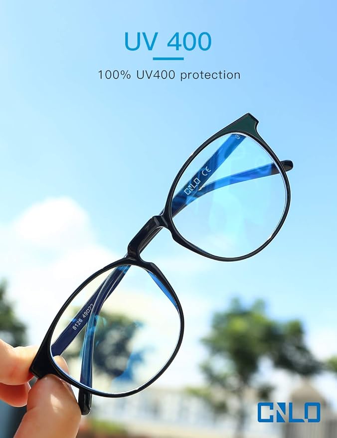 CNLO Blue Light Blocking Glasses,Computer Glasses,Anti Eyestrain, Lightweight Frame Eyeglasses,Men/Women… (Black)