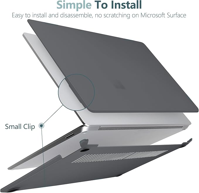 Batianda Matte Case for 15-inch Microsoft Surface Laptop 7th Edition Copilot+ PC 2025 2024 Release Lightweight Durable Scratch-Resistant Easy Install, with Keyboard Cover & Screen Protector, Black