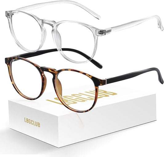 2 Pack Blue Light Glasses For Woman/Men Blue Retro Round Light Blocking Glasses