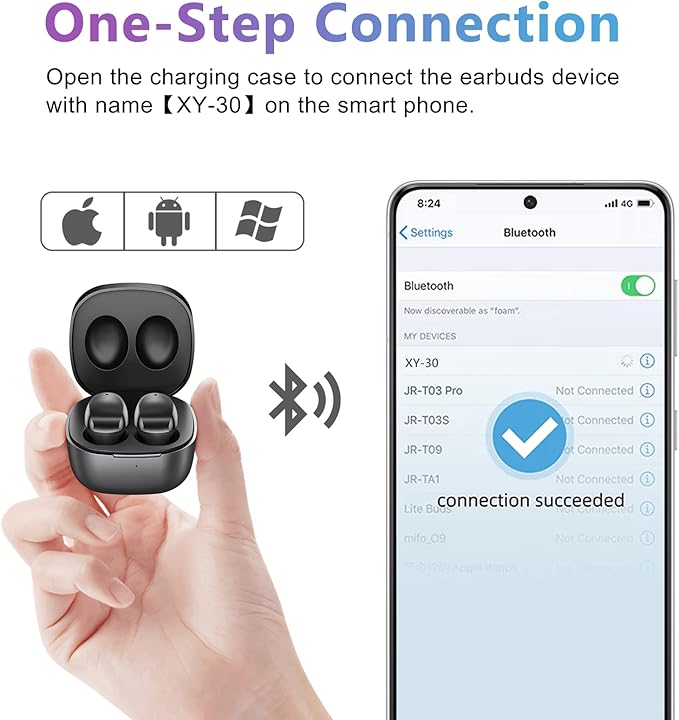 ELOVEN Wireless Earbuds Deep Bass Stereo Sound Bluetooth Earbuds 120H True Wireless Headphones with Ear Caps (S/M/L) for Samsung S26/S25/S24/S23/S22 Ultra Z Flip 5/4/3/Fold 5/4 iPhone 16/15/14 Black