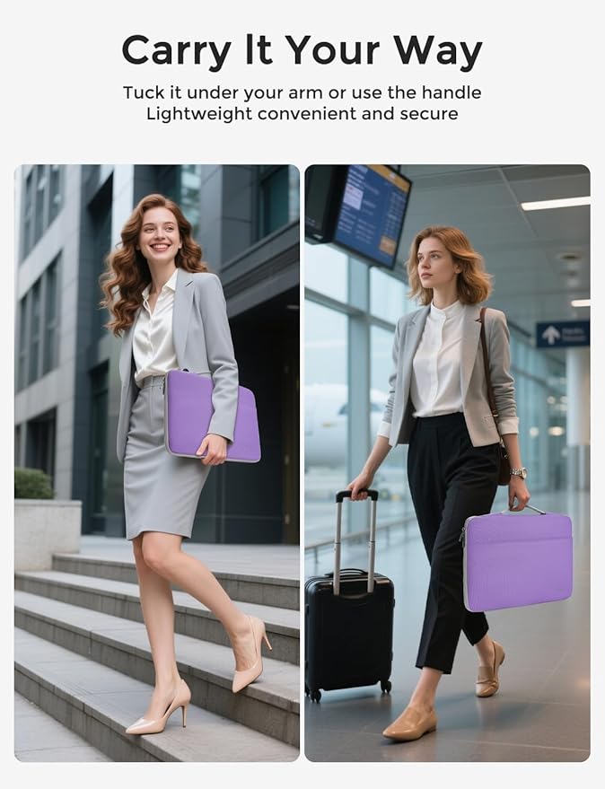 DOMISO 15.6 inch Laptop Case Sleeve Protective Cover Compatible with 16 inch MacBook Pro M4 M3 M2/Pro Max,15.6-16 inch HP Dell ASUS Lenovo Chromebook,Waterproof Computer Cases Bag with Handle,Purple