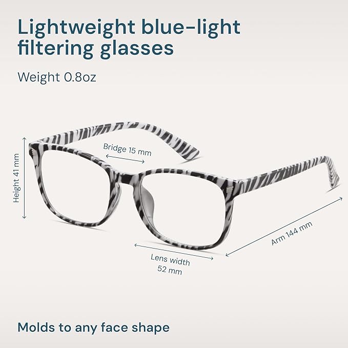 Gaoye Zebra Blue Light Glasses for Computer & Gaming - Anti UV Ray Lenses, Scratch-Resistant & Comfort Fit