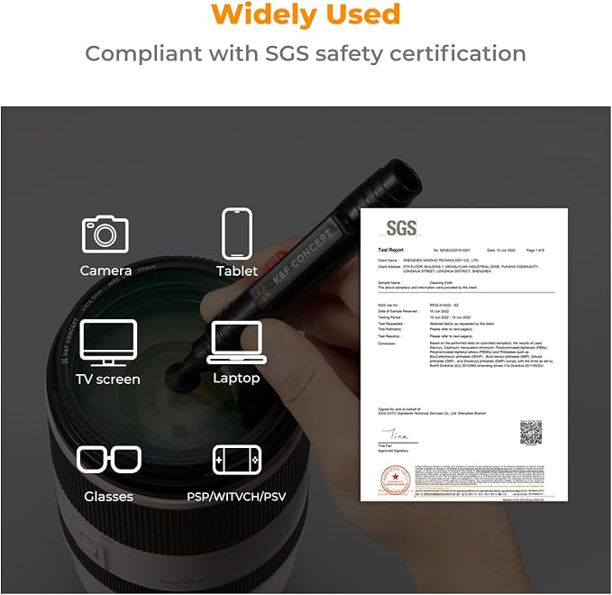 K&F CONCEPT 15-in-1 Camera Lens Cleaning Kit with Camera Blower, Glasses Wipes*10, Cleaning Liquid, Microfiber Cleaning Cloth*2, Lens Cleaning Pen for DSLR Camera Lens Filter Cell Phones - Image 7
