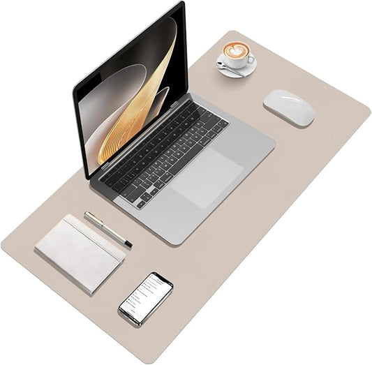 Beige Desk Mat, 31.5"×15.7" Desk Matt for Desktop, Waterproof Keyboard Pad, Computer Mats for Desktop, Large Mouse Pad, Non-Slip Computer Mat for Office Home - Cream Powder