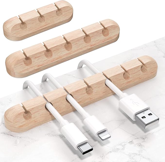 SOULWIT Cable Holder Clips, 3-Pack Cable Management Cord Organizer Clips Silicone Self Adhesive for Desktop USB Charging Cable Nightstand Power Cord Mouse Cable Wire PC Office Home by SOULWIT