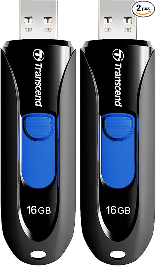 Transcend 16GB JetFlash 790 USB 3.1 Flash Drive (TS16GJF790K) Black (Pack of 2) by Transcend