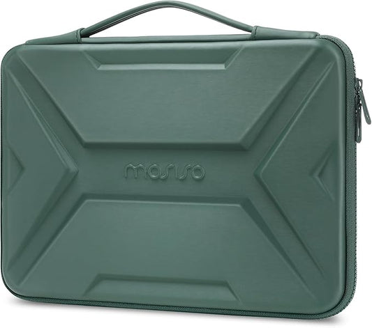 MOSISO 15-16 inch Laptop Hard Case, 15.6 inch Waterproof Shockproof Computer Bag Compatible with MacBook HP Dell,Artistic Geometric EVA Carrying Sleeve Laptop Case Hard Shell with Handle,Antique Green