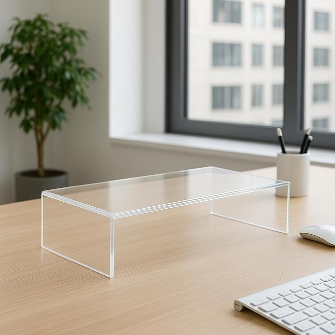 Azar Displays 515338-1PK Acrylic Laptop Stand, Computer Riser for Desk, Monitor Stand, Closet Organizer for Clothes & Shoes, Cabinet Display for Accessories and Décor (3/16" thick acrylic) 15"x7.75 x 4.5