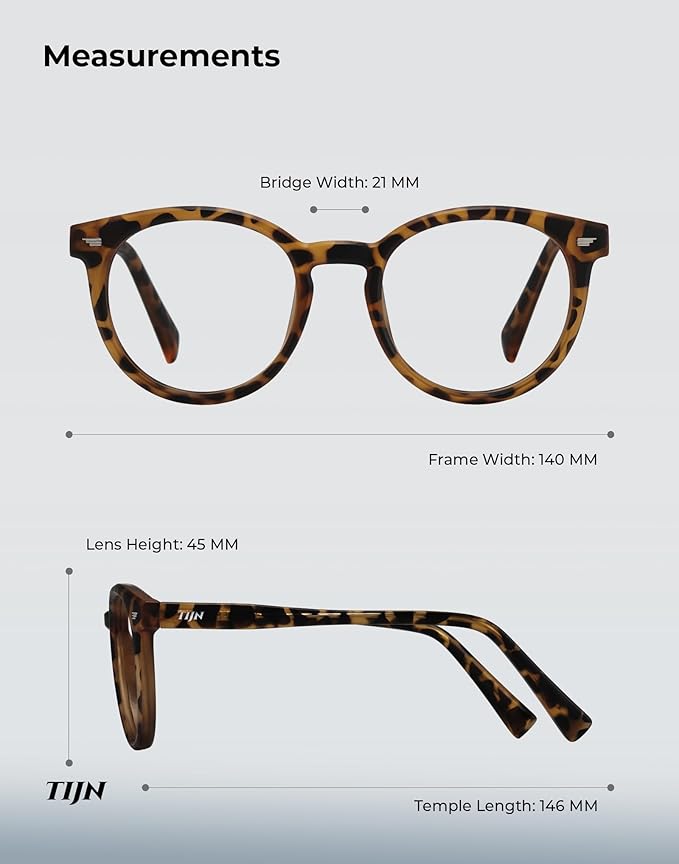 TIJN Blue Light Blocking Glasses Men Women Vintage Thick Round Rim Frame Eyeglasses