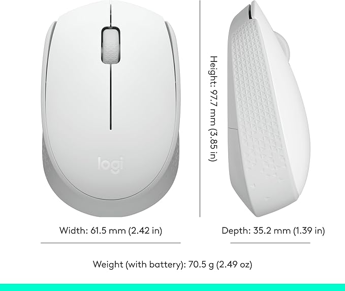 Logitech M170 Wireless Mouse for PC, Mac, Laptop, 2.4 GHz with USB Mini Receiver, Optical Tracking, 12-Months Battery Life, Ambidextrous - Off White