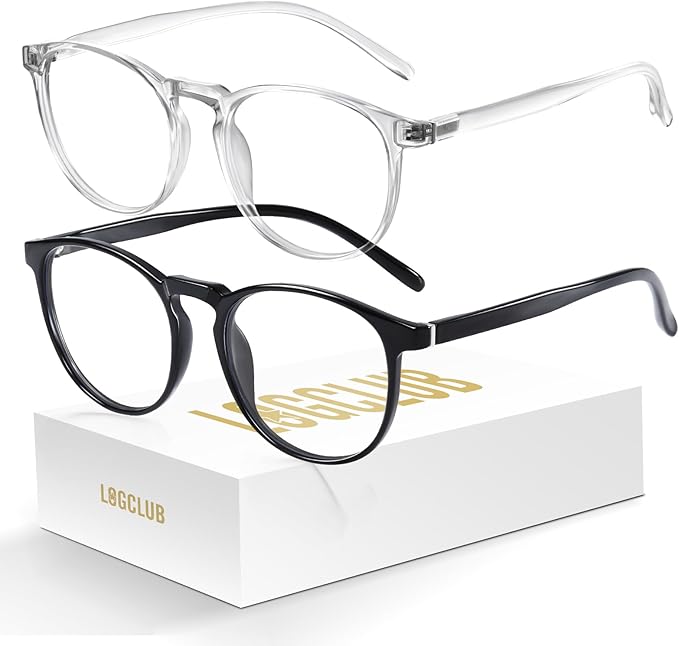 2 Pack Blue Light Glasses For Woman/Men Blue Retro Round Light Blocking Glasses